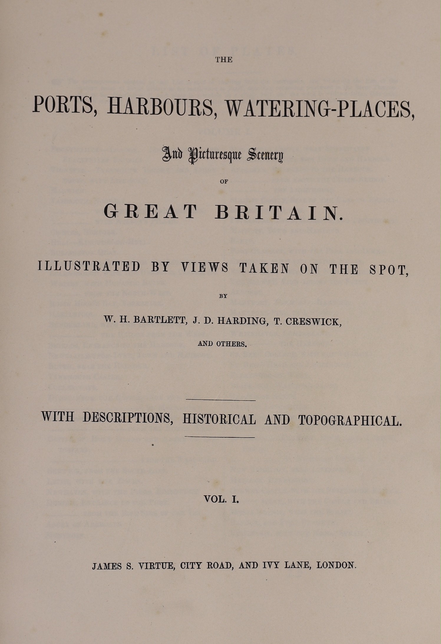 Finden, William - Views of Ports, Harbours & Watering Places of Great Britain, illustrated by W.H. Bartlett, 2 vols, illustrated by W.H. Bartlett et al, with engraved titles and 123 plates, 4to, contemporary half calf, J